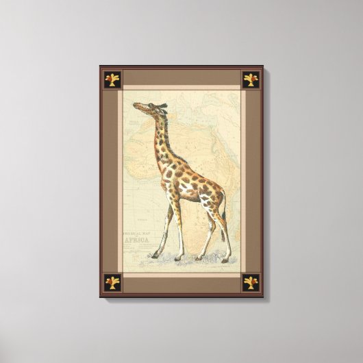 Toile Carte de l'Afrique et une girafe (Recto)