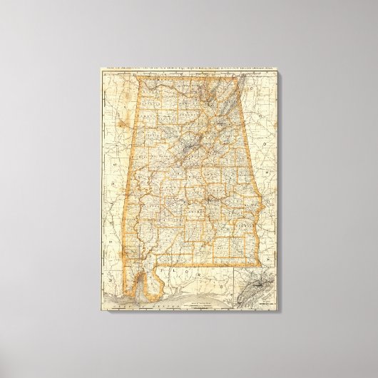 Toile Carte de l'Alabama (Recto)