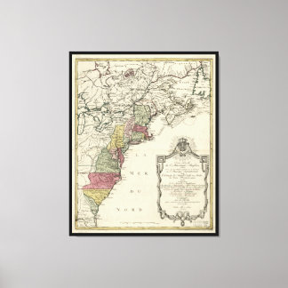 Toile Carte de l'Amérique coloniale par Matthaus Lotter