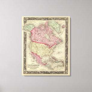 Toile Carte de l'Amérique du Nord