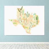 Toile Carte de l'aquarelle de Texas Cactus (Insitu (Plancher de Bois))