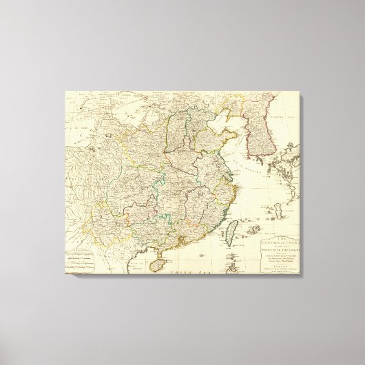 Toile Carte de l'atlas Chine, Corée (Recto)