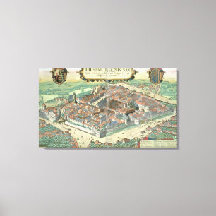 Toile Carte de Leipzig, de Civitates Orbis Terrarum par