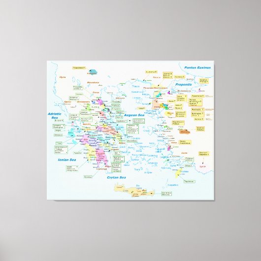 Toile Carte de l'époque homérique Grèce avec étiquette a (Recto)