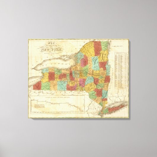 Toile Carte De L'État De New York (Recto)
