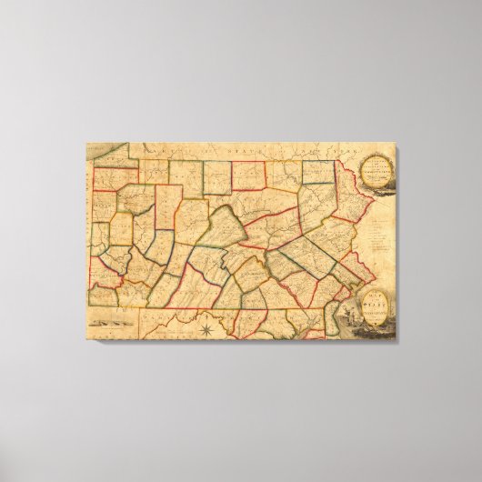 Toile Carte De L'État De Pennsylvanie (Recto)