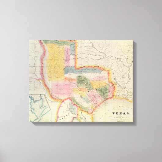 Toile Carte de l'état du Texas | 1835 (Recto)