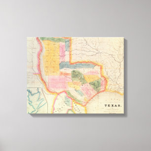 Toile Carte de l'état du Texas 1835