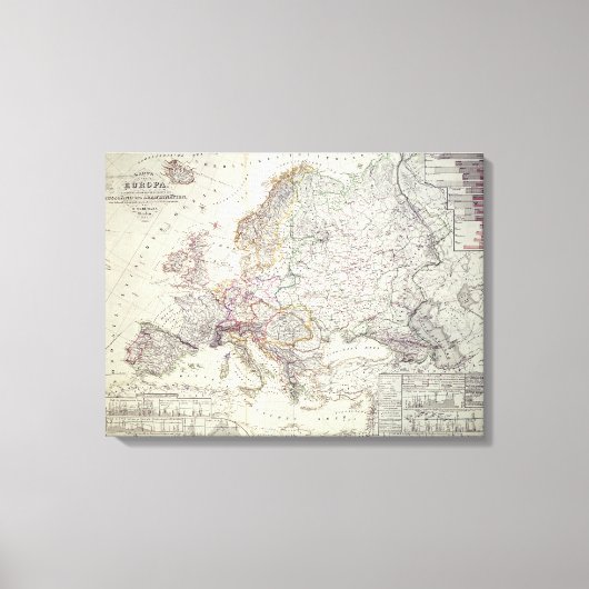 Toile Carte de l'Europe, 1841 (Recto)