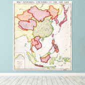 Toile Carte de l'Extrême-Orient asiatique (1932) (Insitu (Plancher de Bois))