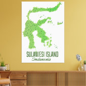Toile Carte de l'île de Sulawesi Indonésie (Insitu(Salon))