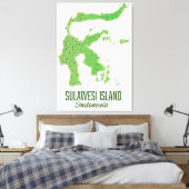 Toile Carte de l'île de Sulawesi Indonésie (Insitu(Chambre))