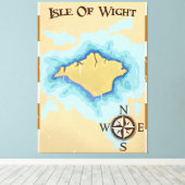 Toile Carte de l'île de Wight Treasure poster de voyage (Insitu (Plancher de Bois))