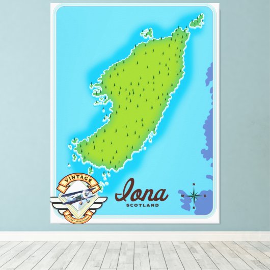Toile Carte de l'île d'Iona (Insitu (Plancher de Bois))