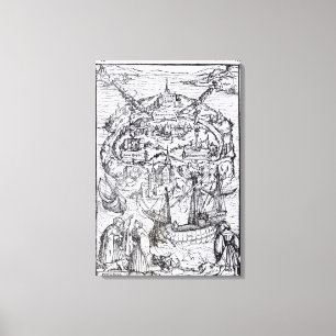 Toile Carte de l'île d'Utopie, frontispice de livre