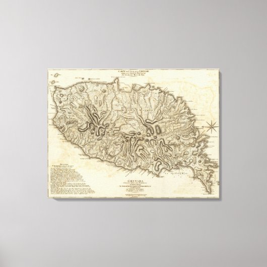 Toile Carte de l'Isle de la Grenade (Recto)