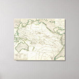 Toile Carte de l'océan pacifique