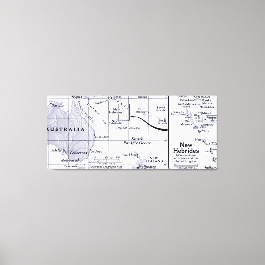 Toile Carte de l'océan Pacifique Sud (Recto)