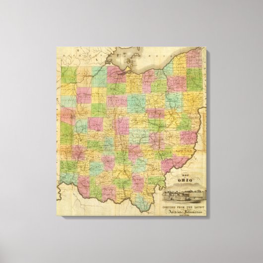 Toile Carte de l'Ohio (Recto)