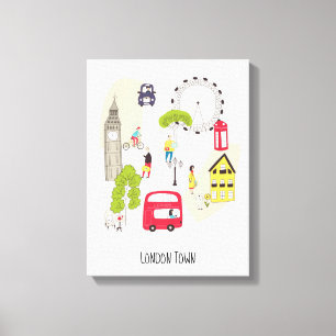 Toile Carte de Londres Artsy Cartographie Les monuments 