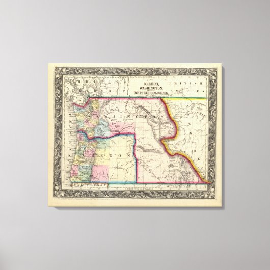 Toile Carte De L'Oregon, Washington (Recto)