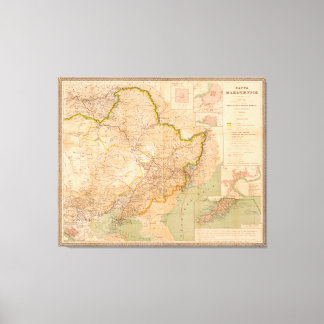 Toile Carte de Mandchourie, Chine (1901)