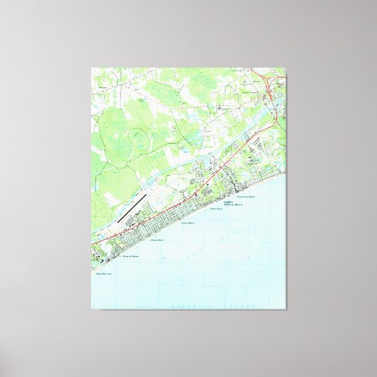Toile Carte de North Myrtle Beach Caroline du Sud (1990) (Recto)