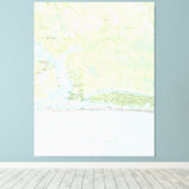 Toile Carte de Oak Island North Carolina (1990) (Insitu (Plancher de Bois))