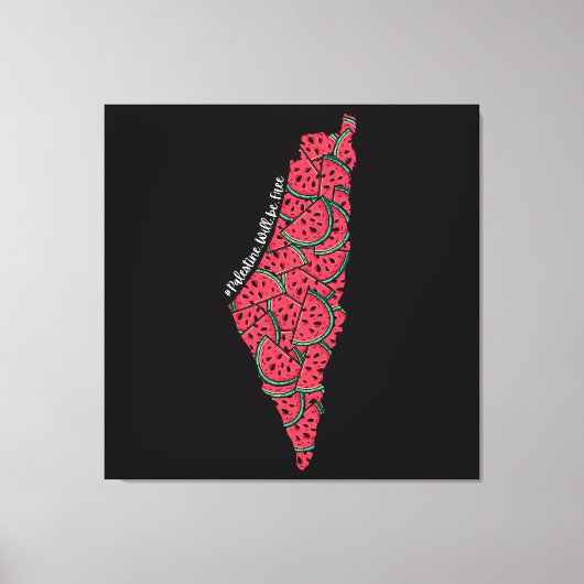 Toile Carte de Palestine remplie de pastèques | Palestin (Recto)