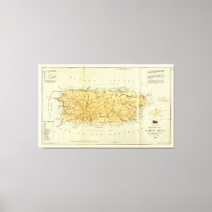 Toile Carte de Porto Rico (Porto RIco) circa 1898