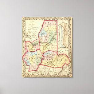 Toile Carte de Preston, Taylor, Barbour, comtés de