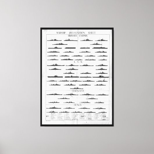 Toile Carte de reconnaissance du navire de guerre de la  (Recto)