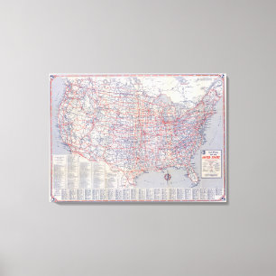 Toile Carte de route Etats-Unis
