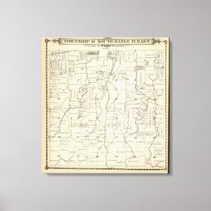 Toile Carte de section de T19S R21E Tulare County