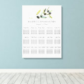 Toile Carte de siège Mariage d'aquarelle Olive botanique (Insitu (Plancher de Bois))