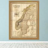 Toile Carte de Suède et de Norvège (1847) (Insitu (Plancher de Bois))