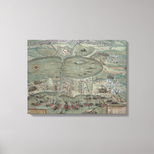 Toile Carte de Tunis, de "Civitates Orbis Terrarum" par