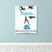 Toile carte de voyage de l'île Broughton Canada (Insitu (Plancher de Bois))