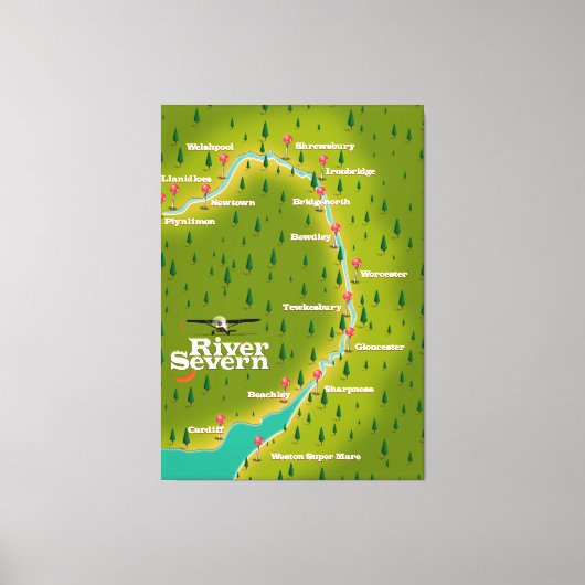 Toile Carte de voyage de River Severn Wales Angleterre (Recto)