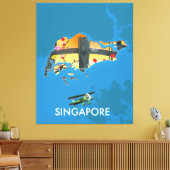 Toile carte de voyage de Singapour (Insitu(Salon))