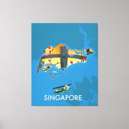 Toile carte de voyage de Singapour (Recto)