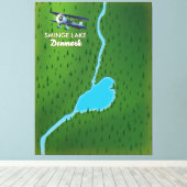 Toile Carte de voyage de Sminge Lake Danemark (Insitu (Plancher de Bois))