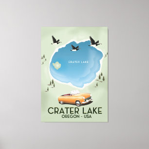 Toile Carte de voyage du lac Crater en Oregon