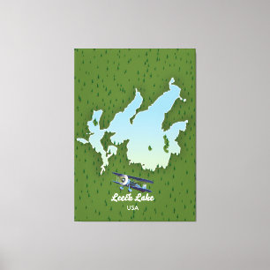 Toile Carte de voyage du lac Leech
