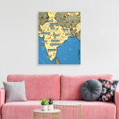 Toile Carte de voyage illustrée de l'Inde (Insitu(Salon))