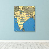 Toile Carte de voyage illustrée de l'Inde (Insitu (Plancher de Bois))