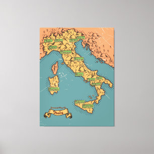 Toile Carte de Voyage Illustrée De L'Italie