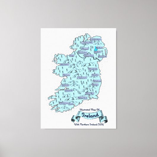 Toile Carte de voyage illustrée d'Irlande (Recto)