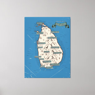 Toile Carte de voyage illustrée du Sri Lanka