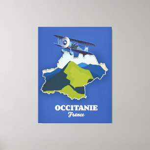 Toile carte de voyage Occitanie France